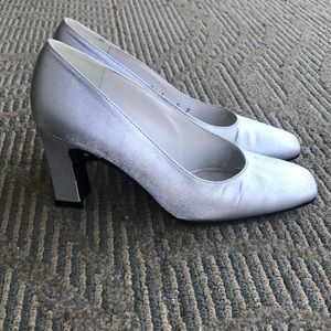 Stuart Weitzman Silver Satin Pumps